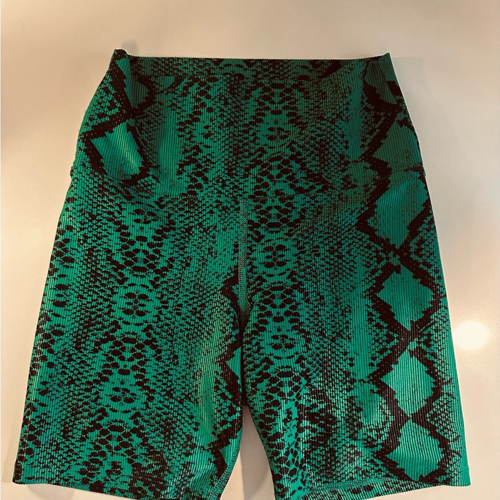 Beach Riot Green Snake Print Athletic Shorts
